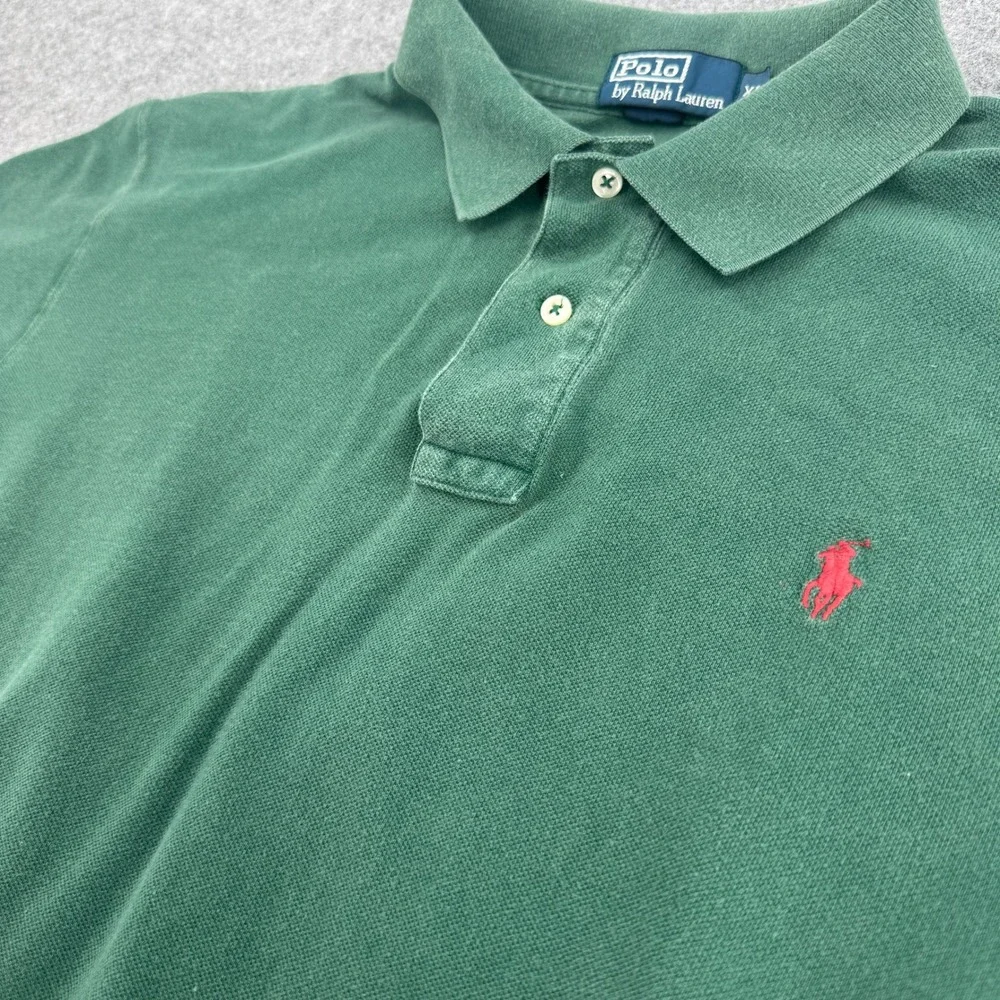 Polo Ralph Lauren Mens XL Green Short Sleeve Cotton Pique Polo Shirt Red Pony